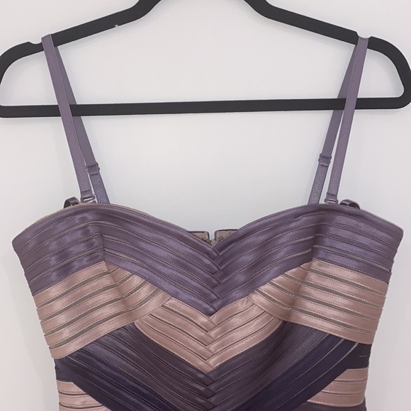 BCBGMAXAZRIA Purple Hana Strapless sweetheart Corset mini dress with pockets - Picture 11 of 13